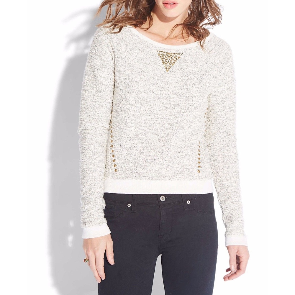 LUCKY LOTUS Studded Metallic Pullover Top